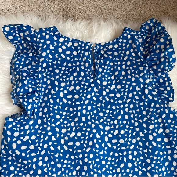EUC Michelle McDowell Size Medium Women’s Blue and White Ruffle‎ Polka Dot Dress - Picture 13 of 13